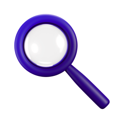 3D purple magnifying glass icon