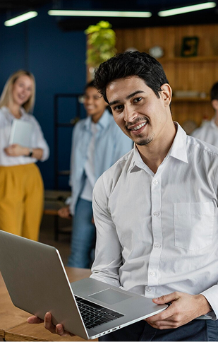 Smiling man in office