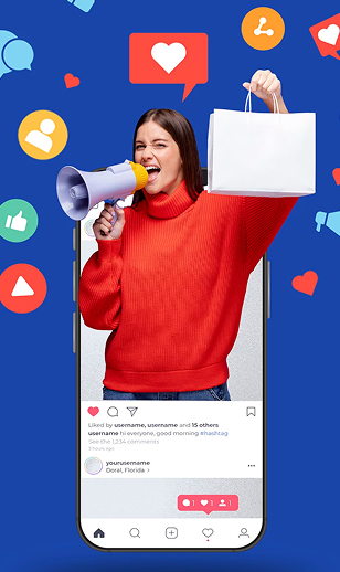 Woman holding megaphone