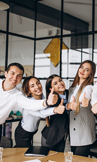 Group of people showing thumbs up